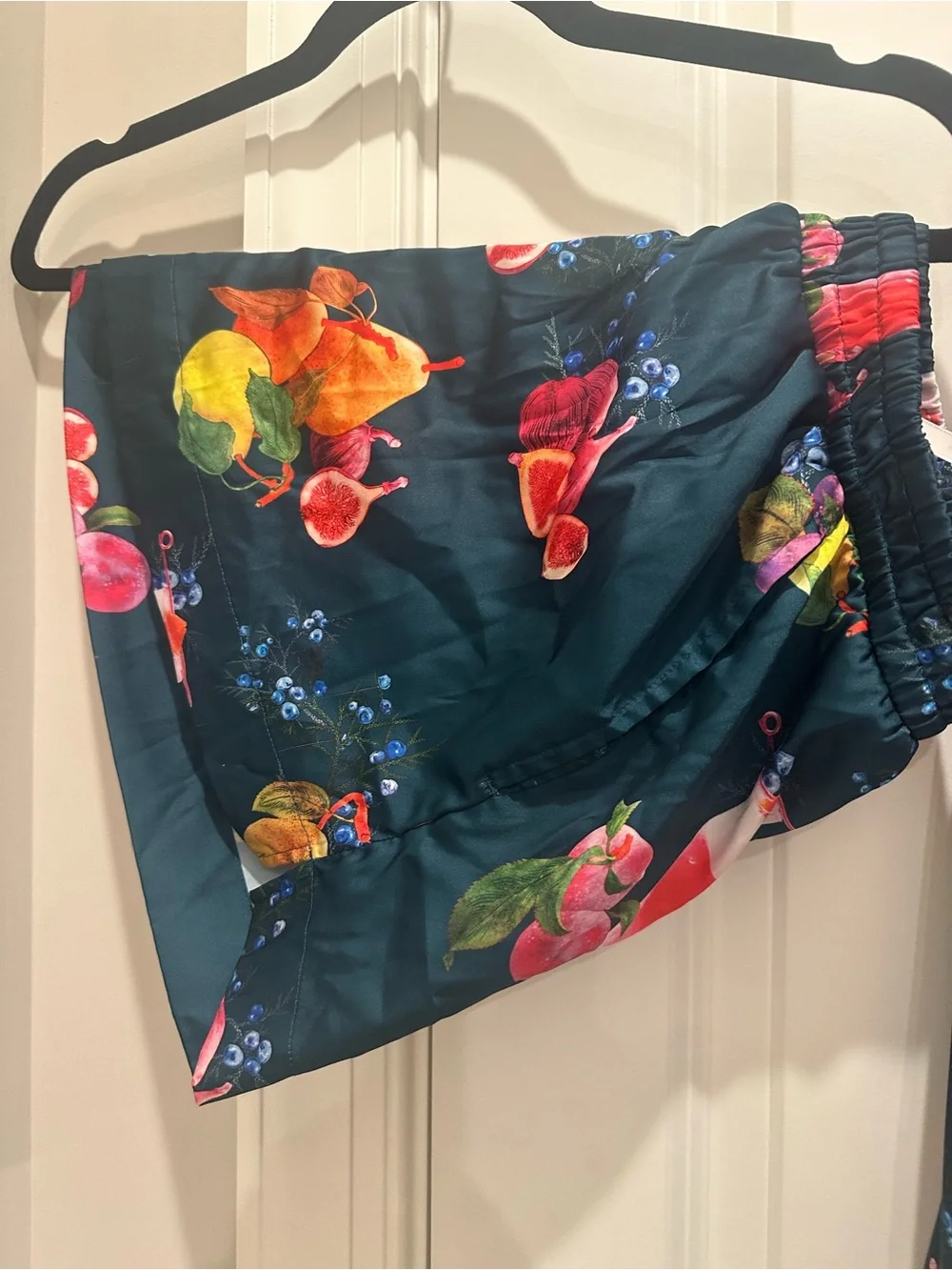 Soma Teal Satin Fruit-Print Pajama Set